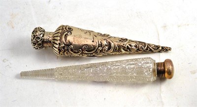 Lot 581 - A Victorian Silver Icicle Shaped Scent Bottle, H&A, Birmingham 1892, with repousse decoration...