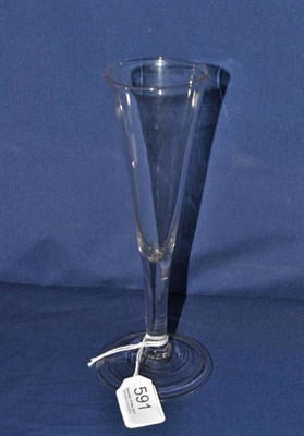 Lot 591 - An Ale Glass, circa 1740, the drawn trumpet bowl on plain stem and folded foot, 21cm high