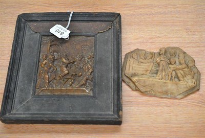 Lot 610 - An Alabaster Plaque, in 17th century style, carved with Jesus entering Jerusalem on a donkey...