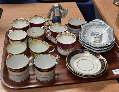 Lot 615 - An 18th Century Delft Figure of a news vendor, Seven Various Coffee Cans, Four Coffee Cups and...