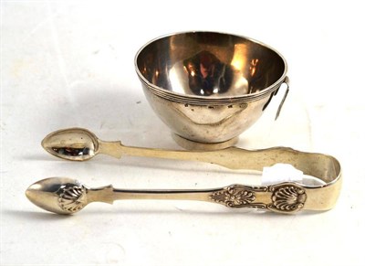 Lot 621 - A Pair of Silver Sugar Nips, Newcastle 1861; and A White Metal Wine Funnel (a.f.)