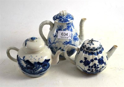 Lot 634 - An 18th Century Chinese Blue and White Metal Melon Fluted Teapot and A Cover; A 19th Century...