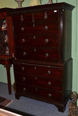 Lot 651 - A George III Mahogany Chest on Chest, with brushing slide and later handles, 114cm