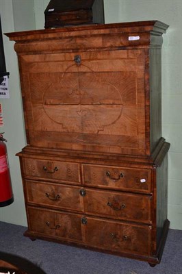 Lot 653 - A Queen Anne Walnut Scriptor, formerly fitted with knob handles, lacking interior 150cm wide