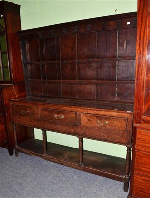 Lot 660 - An 18th Century Oak Dresser and Rack, fitted with three drawers and a pot board, 170cm wide