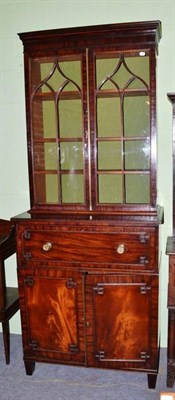 Lot 661 - A George III Mahogany Secretaire Bookcase, 89cm wide