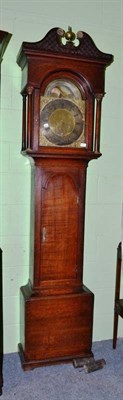 Lot 663 - An Oak Eight Day Longcase Clock, case with swan neck pediment, 12-1/2-inch arched brass dial,...