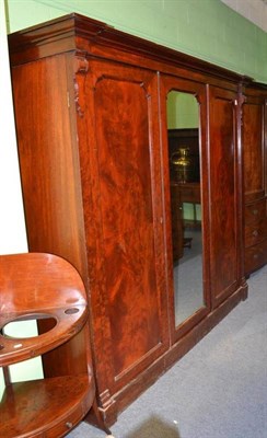 Lot 665 - A Late Victorian Mahogany Triple Door Wardrobe, 225cm wide