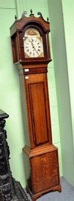 Lot 667 - A Small Longcase Clock, with swan neck pediment, 8-inch painted arched dial, floral and shell...