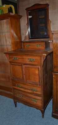 Lot 672 - A Heale & Son Walnut Dressing Chest, fitted with four drawers and a cupboard door, 69cm wide