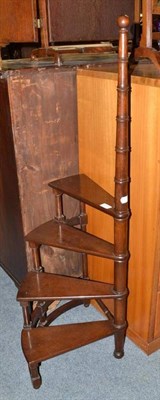 Lot 675 - A Set of Regency Style Library Steps, of four tiers, with simulated turned bamboo column...