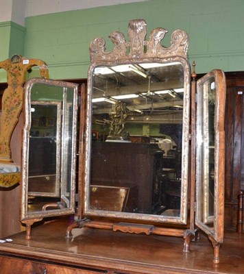 Lot 677 - A George II Style Gilt Triptych Dressing Table Mirror, height 89cm