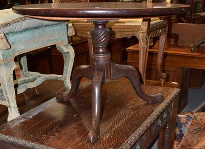 Lot 687 - A George III Mahogany Tripod Table, reduced in height, diameter 71cm