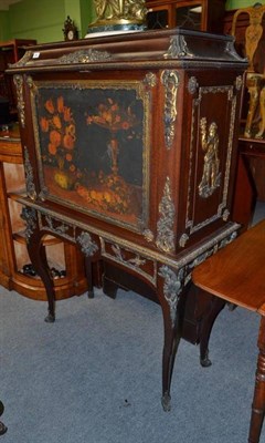 Lot 692 - A French Cabinet on Stand, inset with Old Master still life, gilt brass decoration, two frieze...