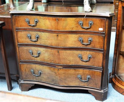 Lot 694 - A Reproduction Serpentine Mahogany Four Drawer Chest, 91cm wide