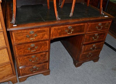 Lot 706 - A Mahogany and Tulipwood Pedestal Desk, 121cm wide