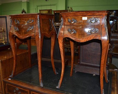 Lot 707 - A Pair of Reproduction Louis XV Style Kingwood Bombe Bedside Tables, 43cm wide