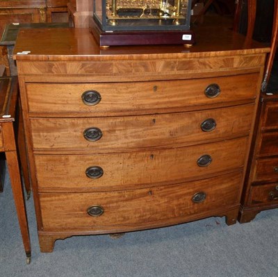 Lot 708 - A Late George III Mahogany Bowfront Four Drawer Chest, 108cm wide