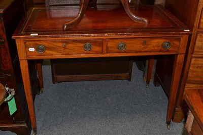 Lot 710 - A Late George III Mahogany Writing Table, fitted with two drawers, 101cm wide