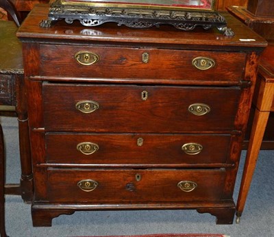 Lot 712 - An 18th Century Joined Oak Straight Front Chest of Drawers, with four graduated drawers fitted with