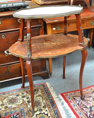 Lot 716 - A Late 19th Century French Two-Tier Etagere, with grey and white veined marble top, height 96cm