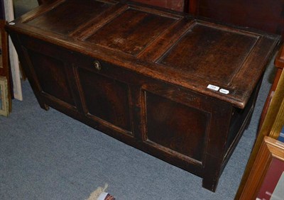 Lot 724 - An 18th Century Joined Oak Chest, with hinged lid, 122cm long