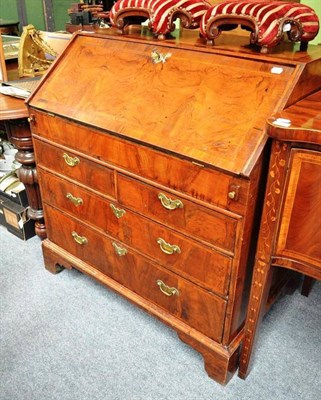 Lot 727 - A George II Walnut and Feather Banded Bureau, 96cm wide