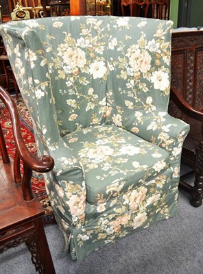 Lot 730 - A George III Style Armchair, with floral loose cover of square tapered legs, 80cm wide