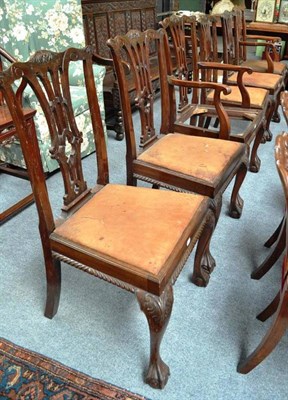 Lot 733 - A Set of Six Edwardian Chippendale Revival Mahogany Dining Chairs, carver chairs 56cm wide