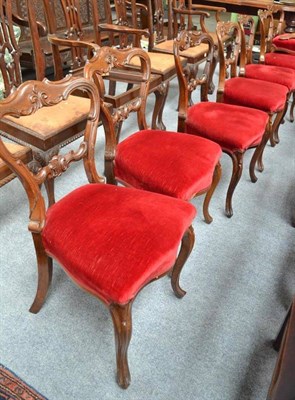 Lot 734 - A Set of Eight Victorian Rosewood Dining Chairs, with red overstuffed seats, seat 46cm wide