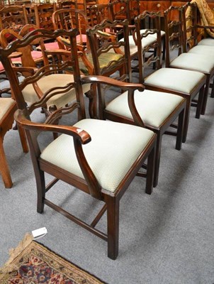 Lot 740 - A Set of Eight George III Style Mahogany Dining Chairs, including two carvers, 50cm wide