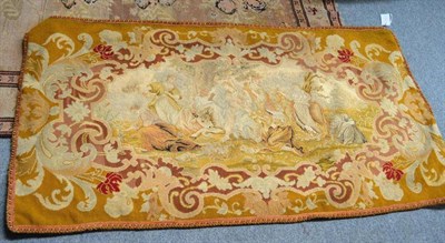 Lot 742 - European Needlework Panel Worked in wool in gross and petit point and depicting a pastoral scene of