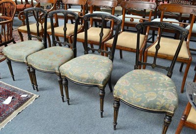 Lot 743 - A Set of Four Ebonised and Parcel Gilt Salon Chairs, 44cm wide