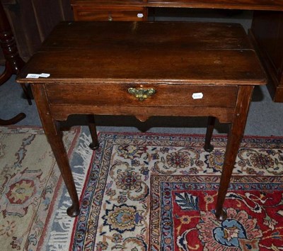 Lot 766 - An 18th Century Oak Side Table, with single frieze draw on pad feet, 76cm wide