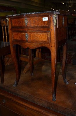 Lot 778 - A Louis XVI Style Walnut and Tulipwood Banded Side Table, early 20th century, the bardiglio...