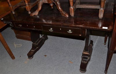 Lot 793 - A William IV Rosewood Library Table, on standard end supports, 135cm wide