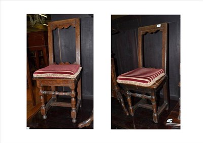 Lot 795 - Two 18th Century Oak Hall Chairs, height 87cm