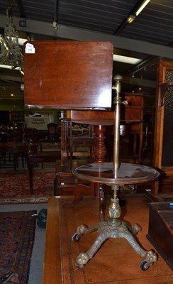 Lot 798 - A Late Victorian Mahogany Adjustable Music Stand, with cast iron base and castors, height 91cm