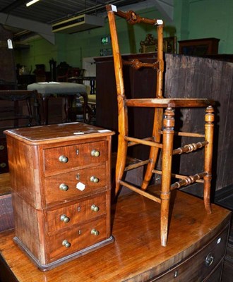 Lot 805 - A Miniature Four Drawer Chest, height 40cm; and An Edwardian Walnut Child's Chair (2)