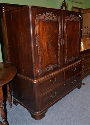 Lot 810 - A Late George III Mahogany Dwarf Linen Press, 126cm wide