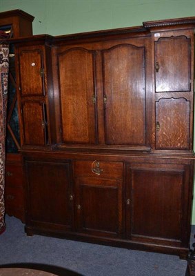 Lot 822 - A Late George III Oak and Mahogany Crossbanded Housekeeper's Cupboard, 160cm wide