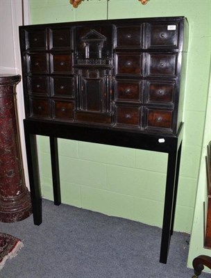 Lot 825 - A 17th Century Italian Ebonised Cabinet, upon later stand, 98cm wide   Ex. Renishaw Hall