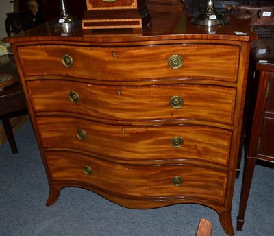 Lot 833 - A 19th Century Satinwood and Tulipwood Banded Serpentine Front Chest of Drawers, the four graduated