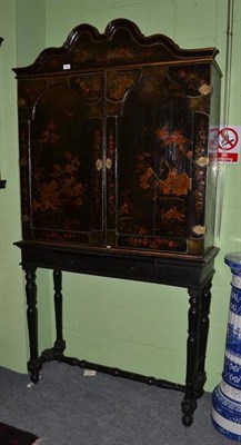 Lot 838 - A George II Japanned Cabinet on Later Stand, 110cm by 38cm by 204cm   Ex. Renishaw Hall