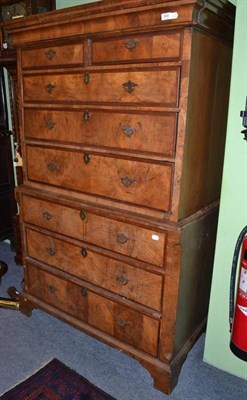 Lot 840 - An 18th Century Walnut and Feather Banded Chest on Chest, 103cm wide