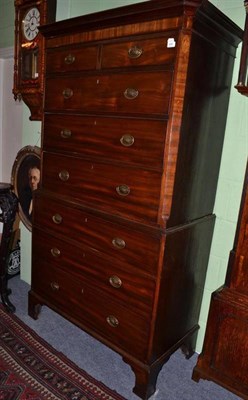 Lot 846 - A George III Mahogany Chest on Chest, late 18th century, the bold cornice above two short and three