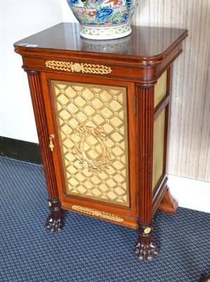 Lot 865 - A Maitland-Smith Empire-Style Small Bedside Cabinet, with brass mounted lattice work grille to...