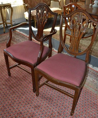 Lot 886 - Eleven Hepplewhite Style Dining Chairs, of recent date, including two carvers, with Prince of Wales