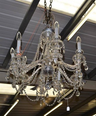 Lot 896 - An Eight-Branch Chandelier, with crystal drops and swags, height approx 80cm