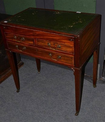 Lot 898 - An Early 19th Century Mahogany Inlaid Writing Table, with hinged folding green leather writing...